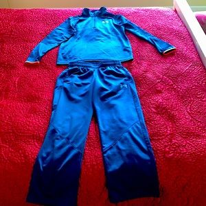 Kids UA HeatGear Track Suit, Teal & Orange